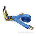Blue stainless steel lock ratchet tie down strap